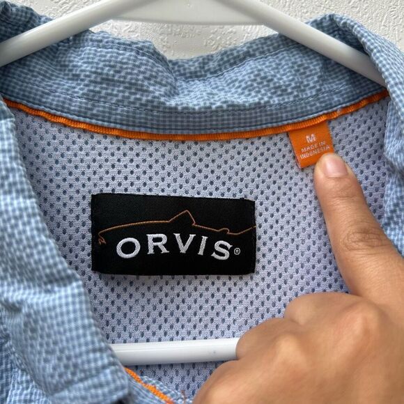 Orvis Men’s Long Sleeve Fishing Shirt Blue Vented Button Front Size M - Picture 3 of 4
